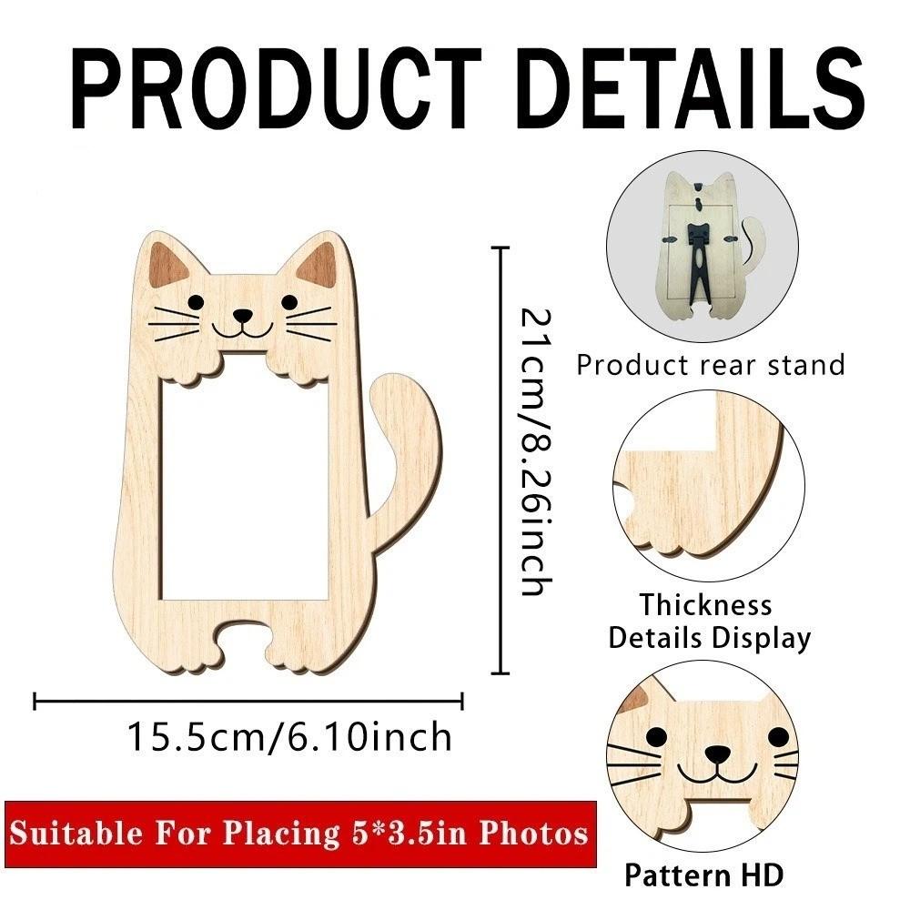 Animal Shaped Desktop Picture Frame Cat Bear Design Photo Display Rack Wooden Photo Frame  Home