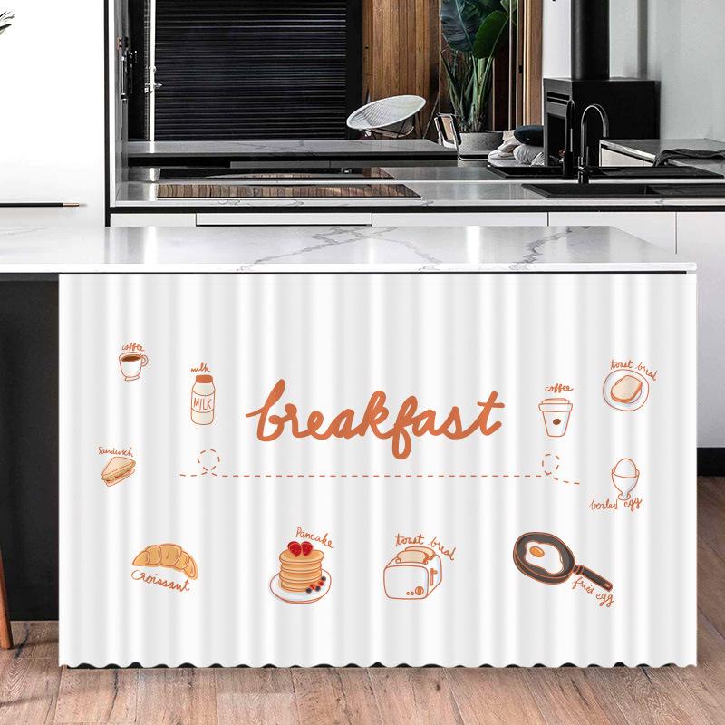 

Cartoon Kitchen Dustproof Half-Curtain Self-Adhesive Cupboard Curtain Kitchen Cabinet Coverings Cloth Decorative Short Curtains 50X70CM