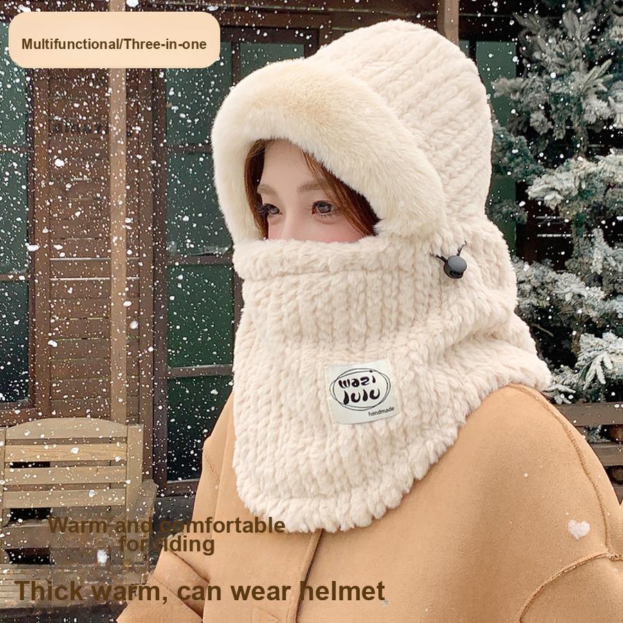 Winter Women's Hat Scarf Mask Cycling Ear Protection Face Mask Riding Headset Set Warm Windproof