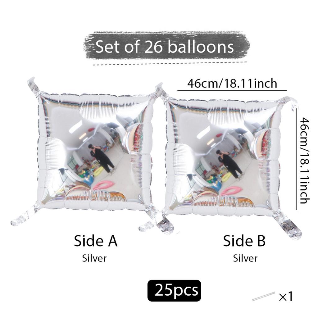 25 Pieces of Double-Sided Square Aluminum Foil Balloon Walls for Anniversary Wedding Season Valentine's Day Birthday Party