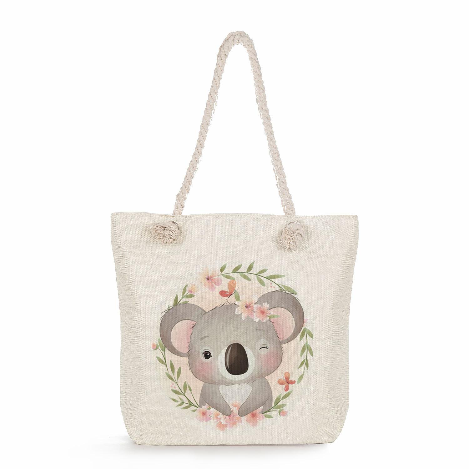 Koala print thick rope single-shoulder beach bag 7265 KTB