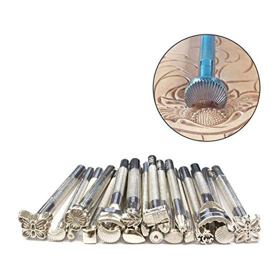 Carving Engraving Set of 20 Leather Craft Stamping Handmade Tool Embossing Rod Pattern Flower Butterfly Leaves Drop DIY Homemade