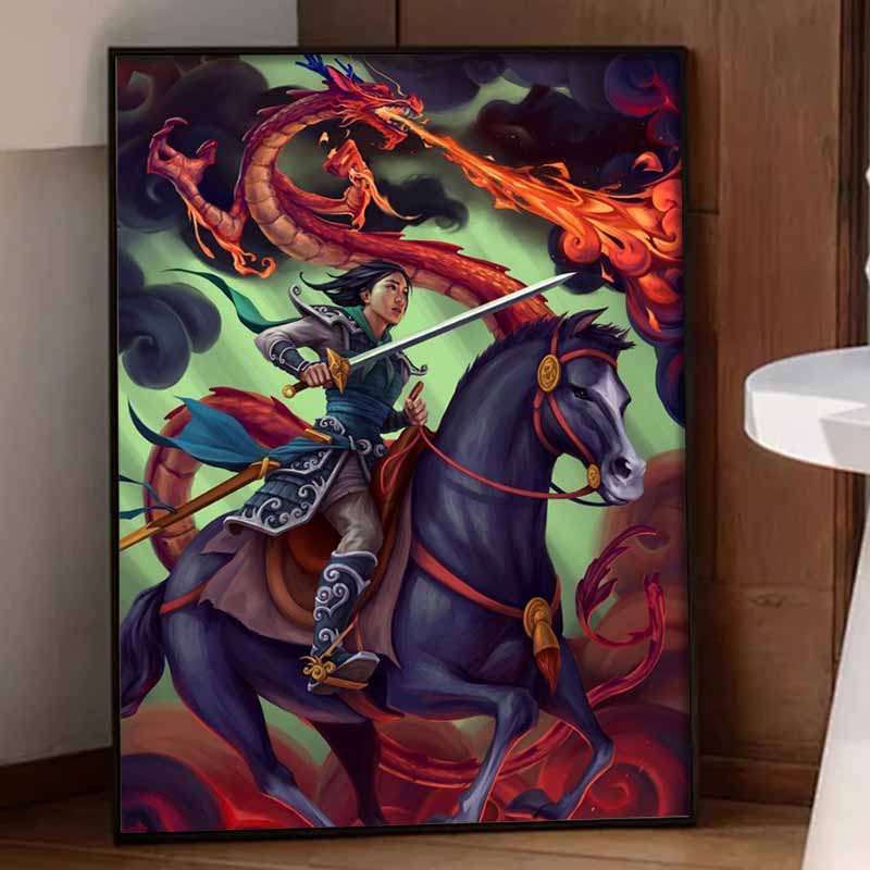 Disney Diamond Art Painting Kit Mulan Dragon Mosaic Pictures, Wall Art Crafts, Home Decor