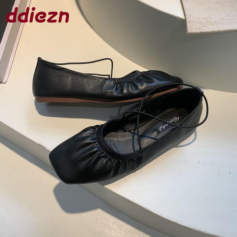 Fashion Soft Female Fashion Square Toe Ladies Flats With Shoes Casual Footwear Shallow Women Ballet Flats Slip On Shoes