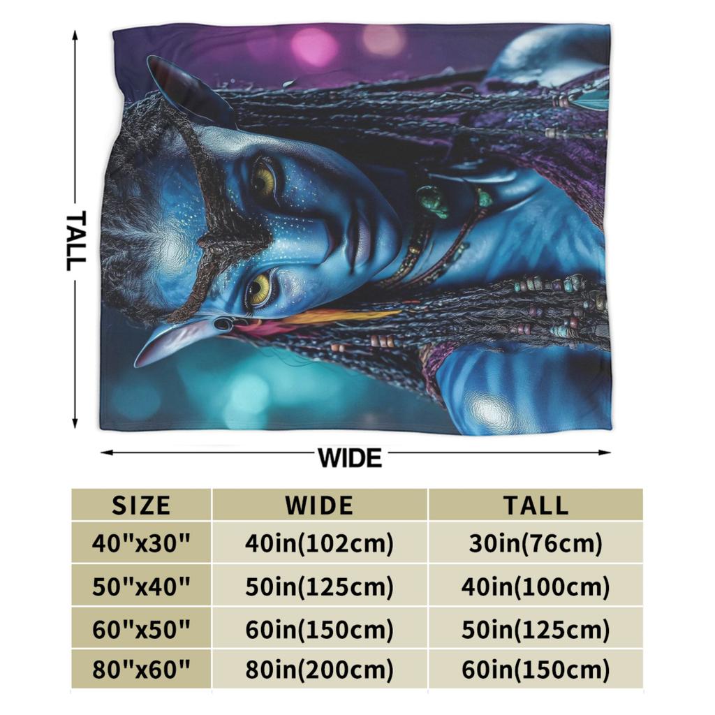 Avatars Blue Na'vi Neytiri Poster Bedding Throws Soft Comfy Blanket For Couch Chair Plane Travel Flannel Bedspread Bed Cover