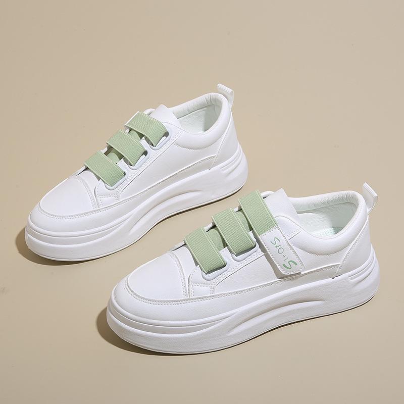 Dámské podzimní bílé tenisky na suchý zip v korejském stylu 2024 – Prodyšné, ležérní, sportovní boty