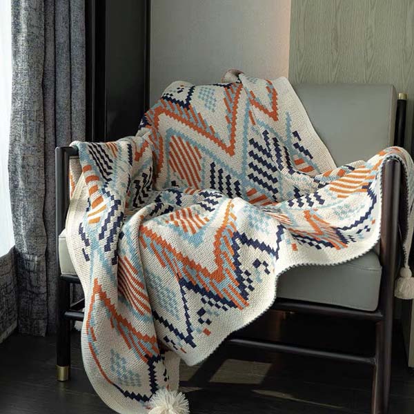 WTEMPO Bohemian Style Office Tassel Knitted Blankets Leg-covering Blankets Full-body Shawls Dormitory Nap Small Blankets Home Bed Blankets