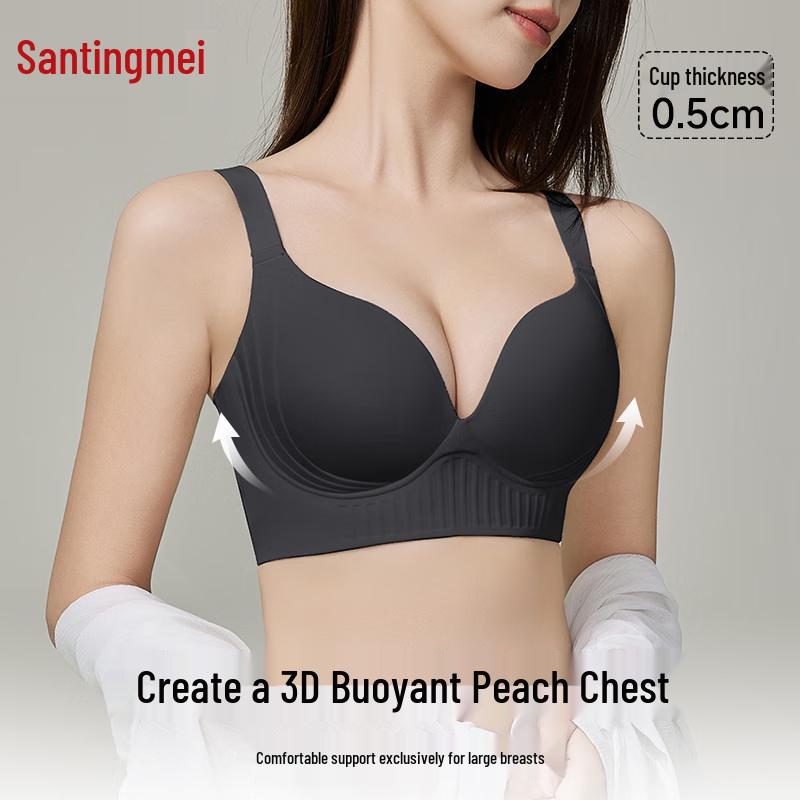 Tingmei Seamless Wireless Push-up Bra for Large Bust 80B