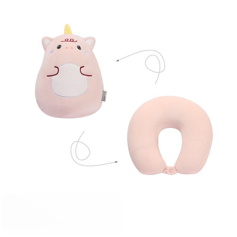 Cute Cartoon 2 in 1 Deformable U Shaped Pillow Soft Dual Purpose Portable Neck Support for Office Nap Travel Playful Comfort Aid