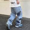 2024 Modische Retro-Jeans im Used-Look, bestickter Aufnäher für Herren, lässige Hose mit geradem Bein