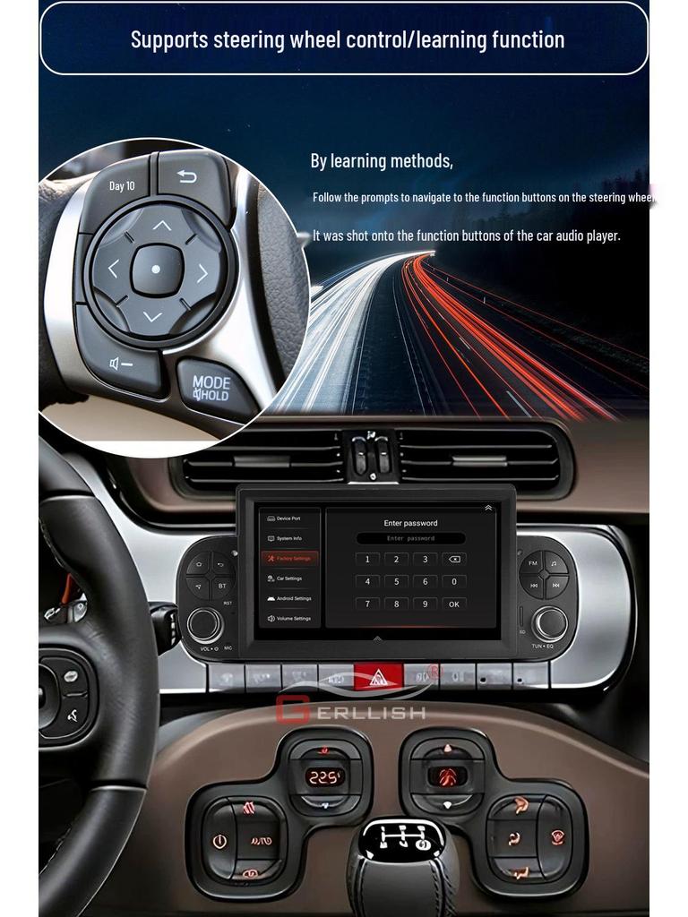 Fiat Panda Android Car Navigation CarPlay Screen (2013-2020 Models)