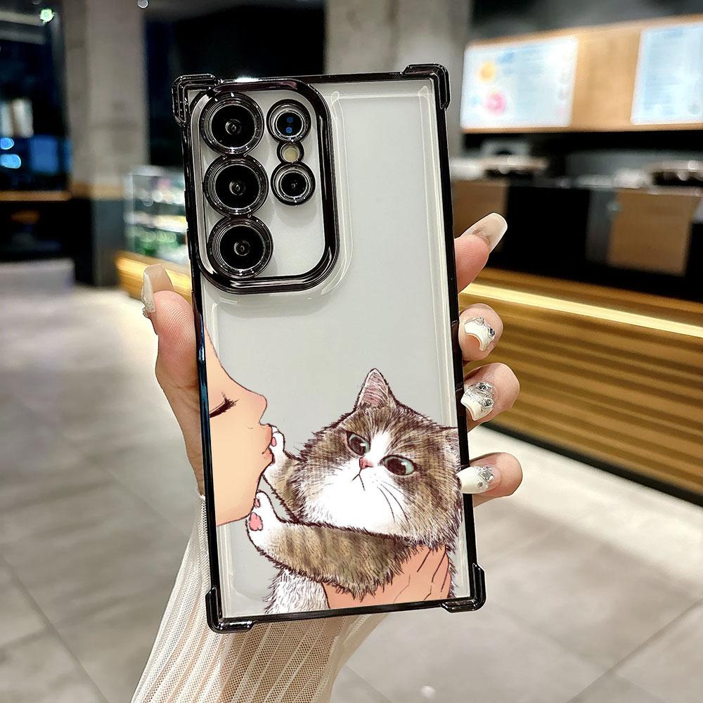 

Cat Kissing Refuse Funda For Samsung S26 Ultra Phone Case For Galaxy S25 FE S26 S24 S23 S22 S21 Ultra S20 Plus S25FE Clear Cover Galaxy S21 FE