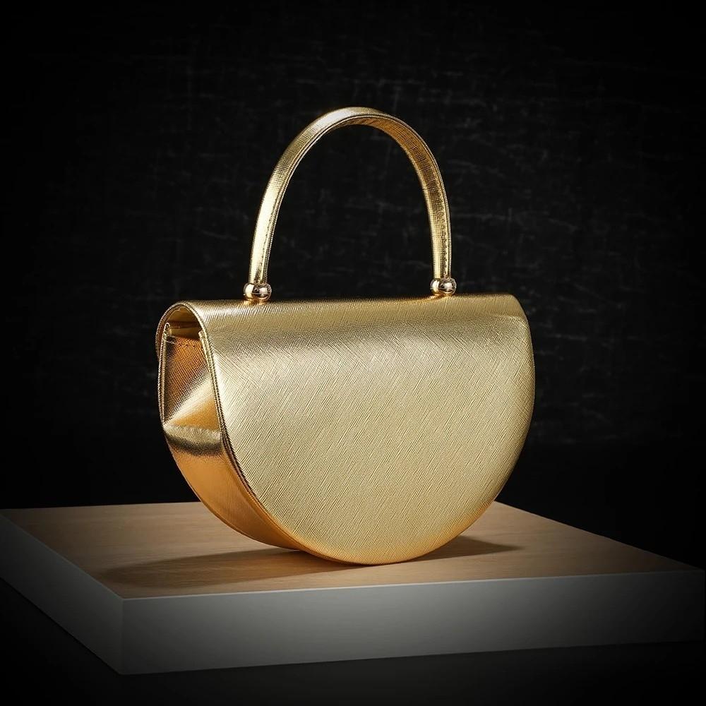 Elegant Shiny Surface Evening Bag Square Half Moon Diamond Studs Clutch Bag Handbag Valentine's Day