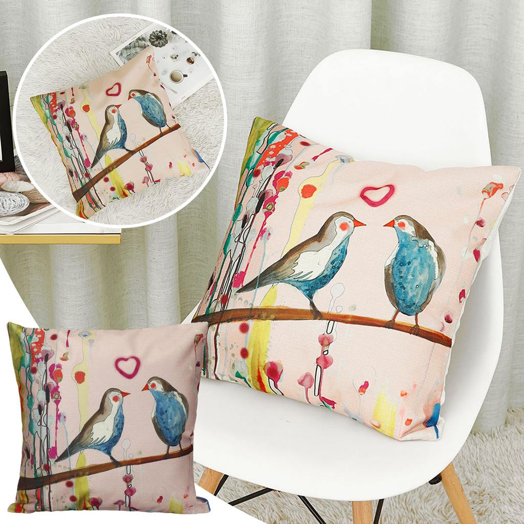 Ancient Oil Painting Birds Linen Pillow Case Pillow Cover Cover Suitable For Car, Sofa And Home Use