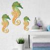 3 Stuks Zeepaardje Wanddecoratie Stijl Dooswood Nautisch Mediterraan Decor