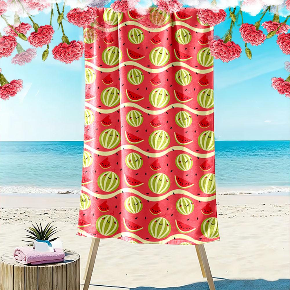 Smiling Watermelon Pattern Towel Beach Towel Quick-drying for Travel Outdoor Sports Jogging Beach and Swimming