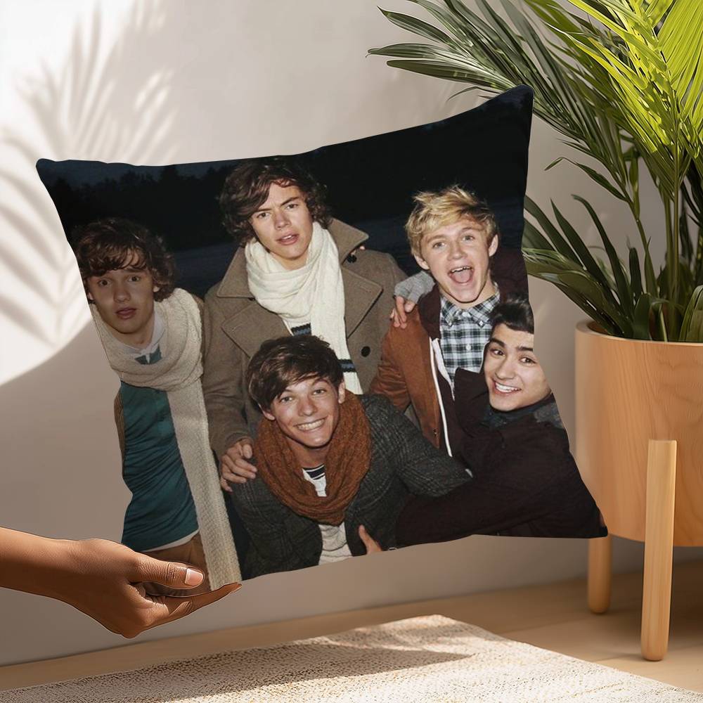 O-one Band DirectionS Music Pillow Case Plush Fabric Soft  Pillowcase Double Sided Print Cushion Cover Household Gifts