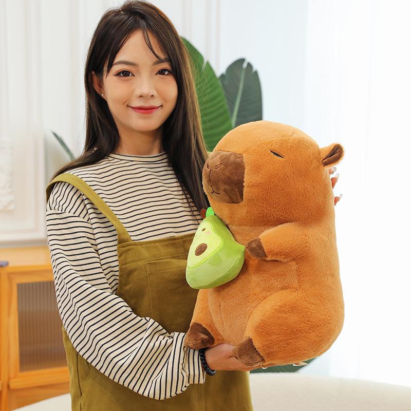 Avocado Capybara Plush Toy Children's Sleeping Pillow Scratching Doll Machine Rings Gifts Home Decorations
