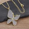 A zircon lucky butterfly pendant necklace for women crystal inlaid shiny temperament jewelry party gift