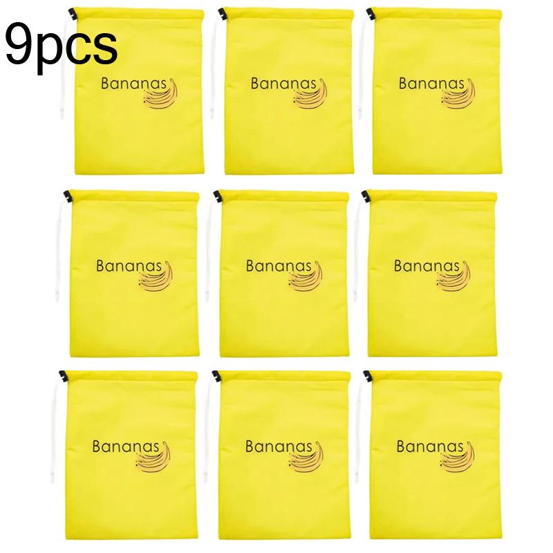 1-9Pcs Durable Yellow Banana Storage Bags Insulated Fruit Vegetable Fresh-keep Bundle Pocket Drawstring Banana Preserve Bag
