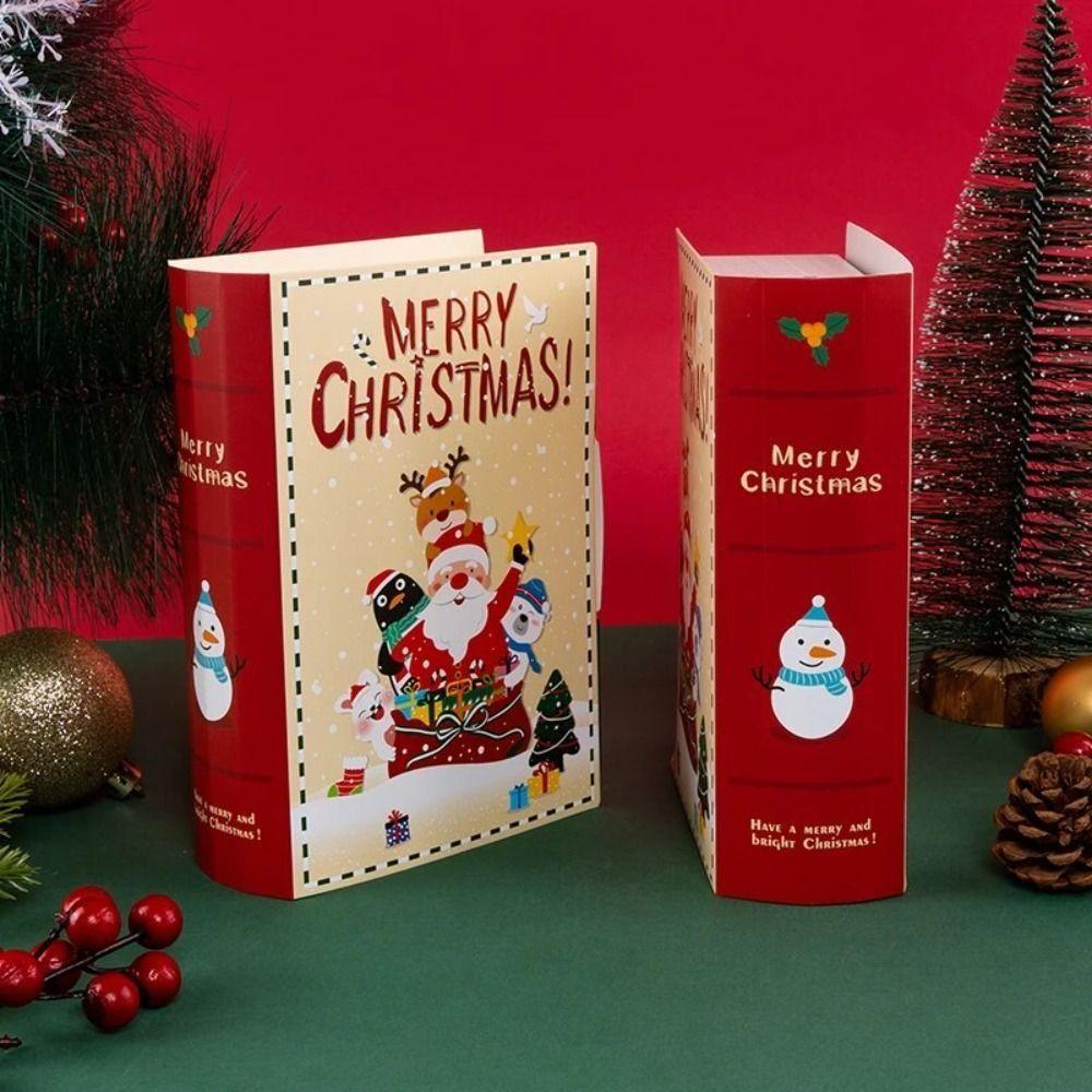 5pcs Paper Book Shape Paper Box Santa Christmas Sugar Gift Box Xmas Gift Packing Box  New Year