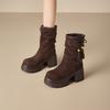 Maillard Martin boots women's autumn and winter wasteland wind heightening platform short boots velvet high heels thin boots
