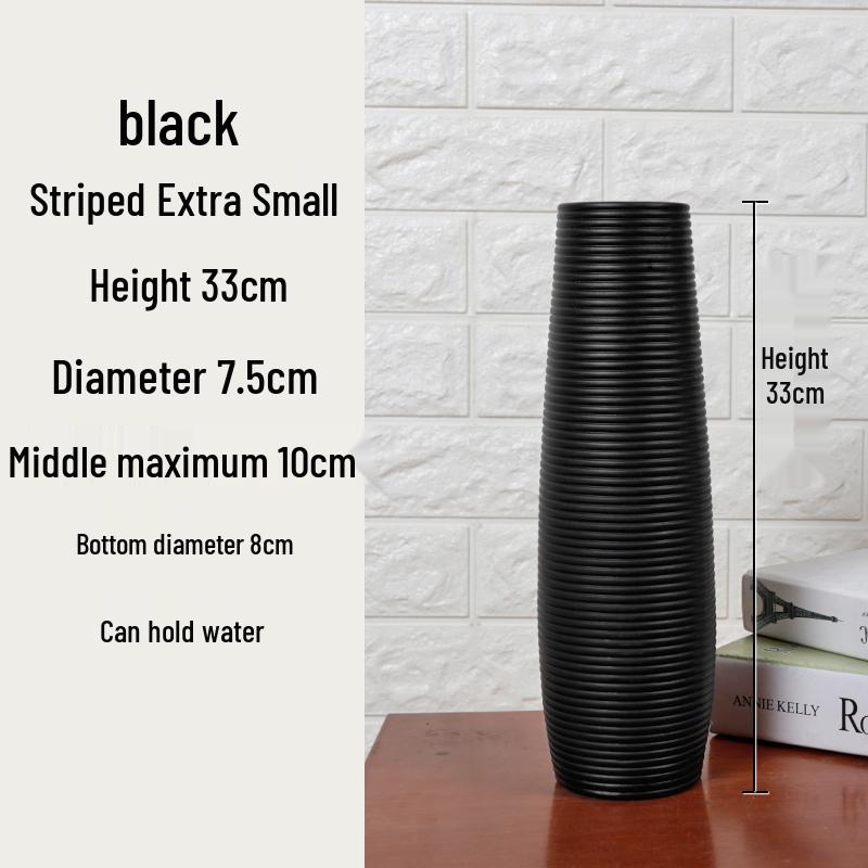 Large Modern Nordic Ceramic Floor Vase: Black & White Minimalist Design for Dried Flowers and French Arrangements In Living Room