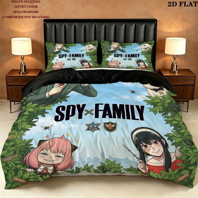 Biancheria da letto con motivo Spy Family Set Copripiumone Federe Regalo di Compleanno per la Casa(1 * copripiumino + 2 * federa, senza nucleo)