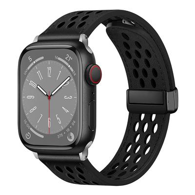 Silicone+Leather Strap For Apple Watch Ultra2 Band 49mm 45mm 41mm 40mm 44mm 42mm Magnetic Bracelet iWatch Series 9 8 7 SE 6 5 4 3