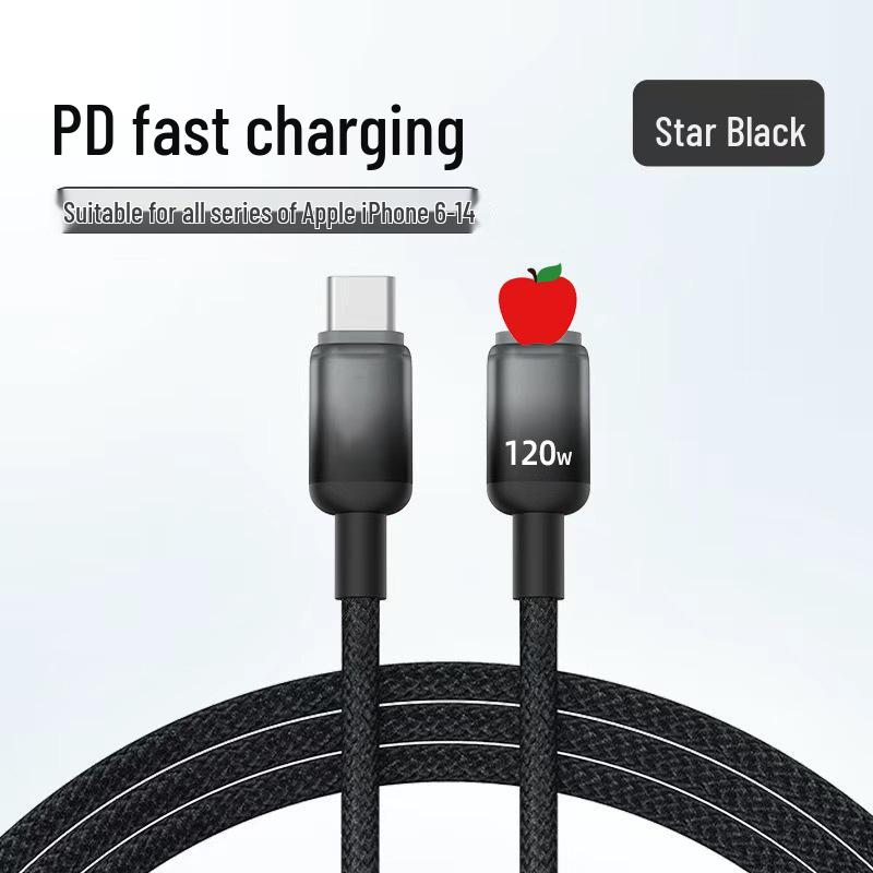 Braided 6A 120W Fast Charging Data Cable for Apple iPhone 14/13/12/11/8s/6 PD Charging
