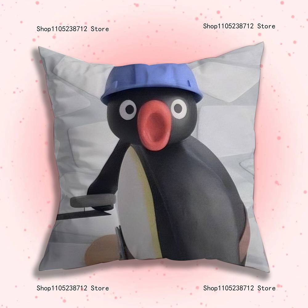 Vtipný povlak na polštář Tučňák P-Pingu pro dekoraci pohovky, auta, kanceláře, pokoje, potisk, potah na polštář, dekorace a ochrana