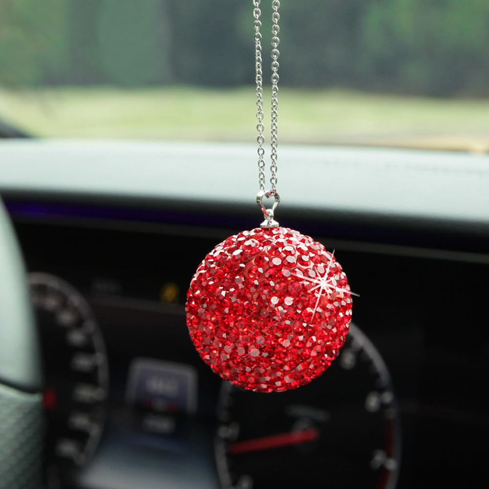 Tpnidaii Auto Zrcátko Zadní Pohled Kulatý Tvar Přívěsek Dekorace Dekorace Příslušenství Dekorace Třpytky (Světle modrá)