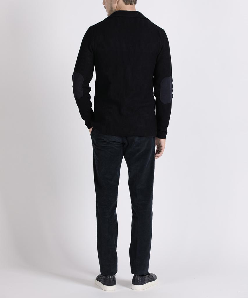 Panicale Navy Denim Patch Wool Knit Jacket
