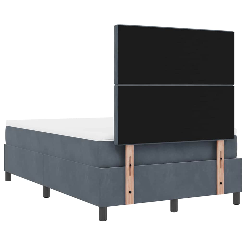 Box Spring Bed with Mattress Dark Grey 120 X 190 Cm Velvet