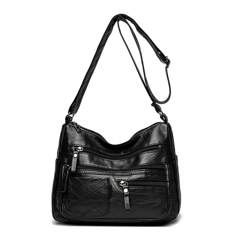 Large Capacity Shoulder Bag Women's Crossbody Bag Multi-Layer PU Middle-Aged Mother Bag