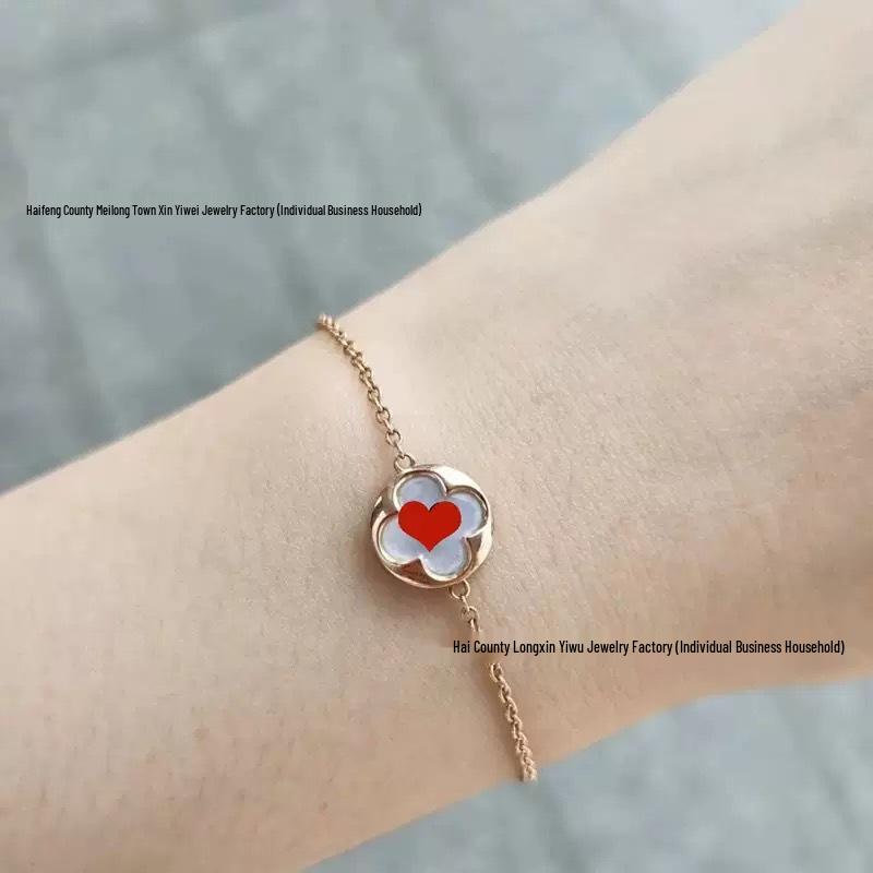 Európai és Amerikai Négylevelű Lóhere Gyémánt és Gyöngyház Karkötő