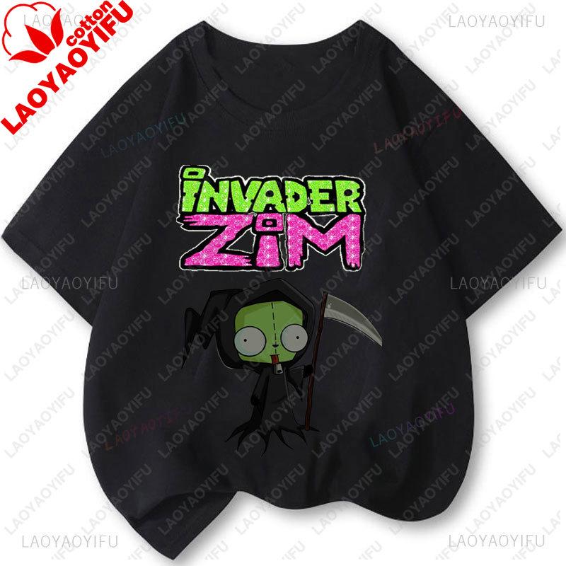 Cartoon Tv Invader Zim T-Shirt Unisex Unisex Retro Cintage Beliebtes Shirt Mode Tee Kawaii Niedlich Kreativität Kurzärmelige Oberteile