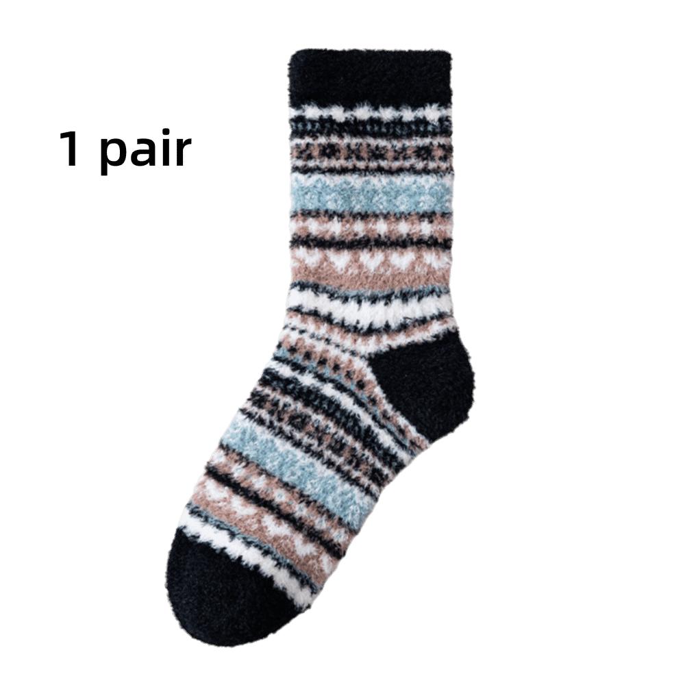 Fashion Autumn Winter Coral Fleece Socks Thicken Warm Sleep Socks Soft Half Fleece Medium Tube Sock For Women Girls