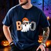Men Women Funny Boo Cool Ghost Print T‑Shirt Trick or Treat Graphic Tees Halloween Party Costume Tops Spooky Season Gift T‑shirt