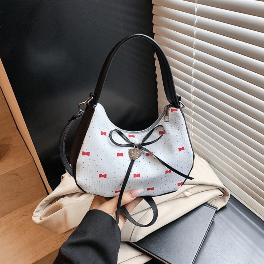 Polka Dot Bow Shoulder Bag Y2K Hobo Bag Vintage Underarm Bag  Ladies