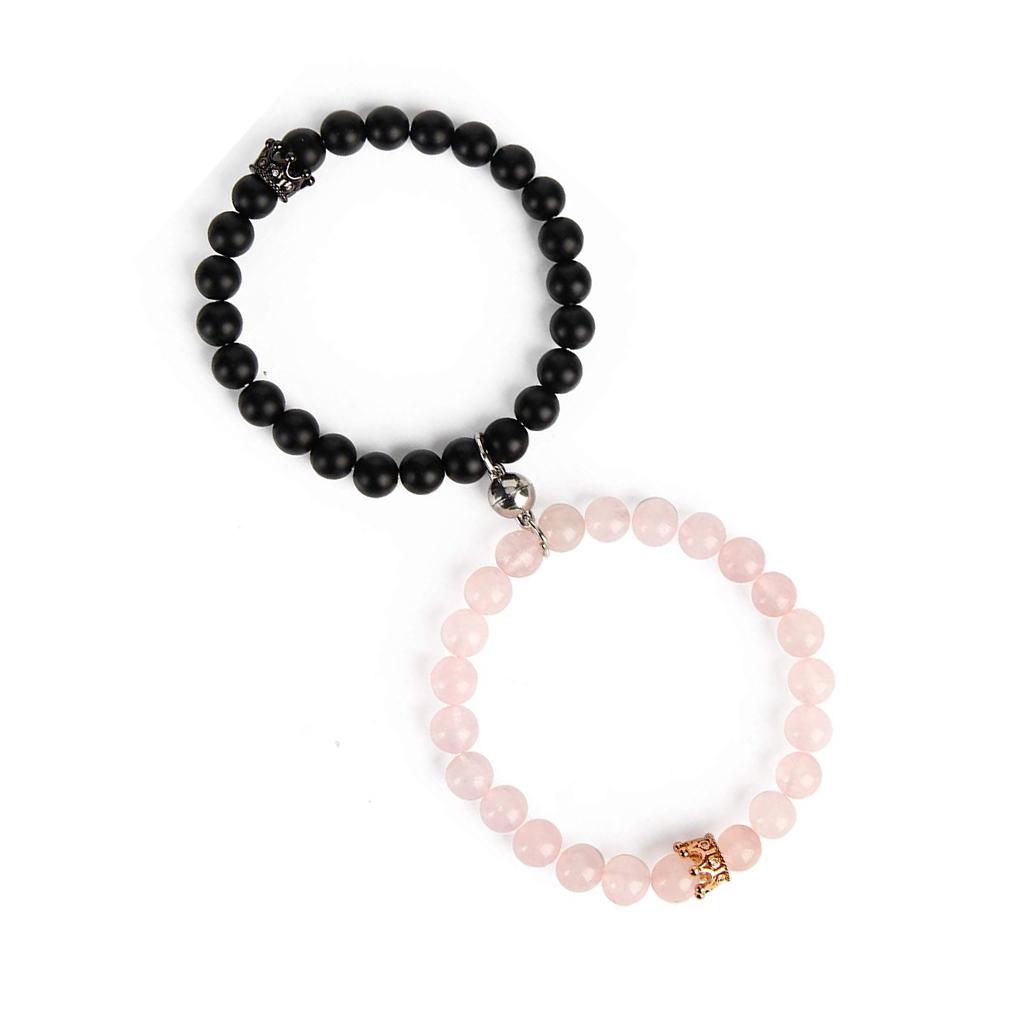 1 Pair Woman Man Crystal Beaded Bracelet Decor Jewelry Bracelets Gift Bangle Dressing Up Accessory Party Working