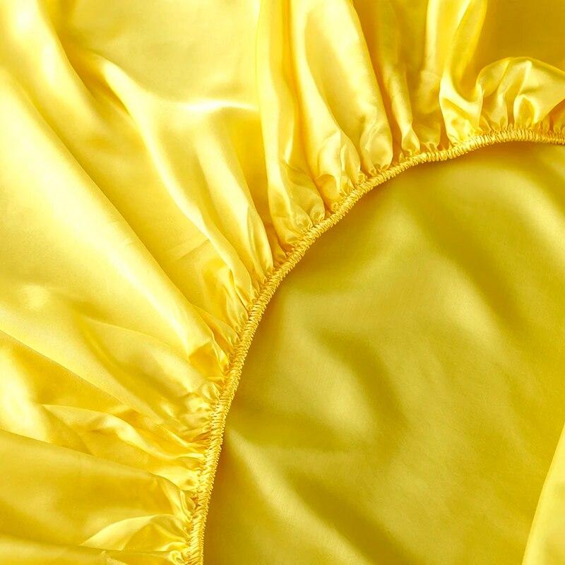 Solid Color Fitted Sheet Satin Rayon High-End Mattress Cover Elastic Band Sheets Sale Bed Sheet