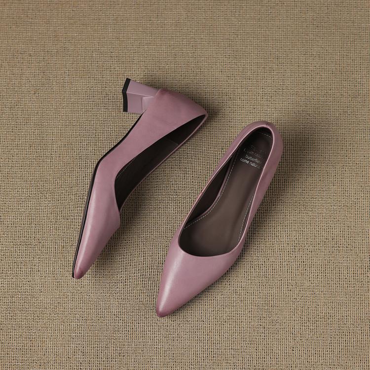 Inside and outside full leather professional commuter single shoes pointed head shallow mouth single shoes women's 2025 new versatile comfortable medi