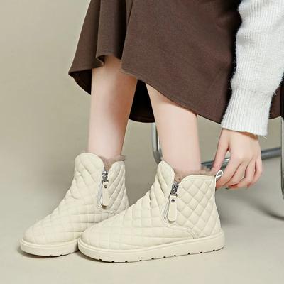 Divat Női Bőrcsizma Lapos Sarok Ausztrália Kerek Orrú Cipő Téli Lábbeli Csizma Nő Hó Hölgyek Gumi Lolita Plus Size 35-40