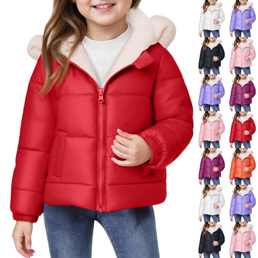 Kids' Ear Pocket Coat - Solid Color Short Cotton Jacket