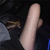 Black Fishnet Stockings with Sparkling Rhinestones - Anti-snag Silk Pantyhose for Clubbing