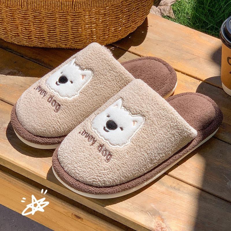 Thickened Thermal Cotton Slippers Women's Winter Home New Home Indoor Couple Antibacterial Plush Slippers Men's