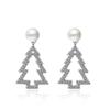 Korean Style Rhinestone Pearl Christmas Tree Stud Earrings: Simple & Versatile