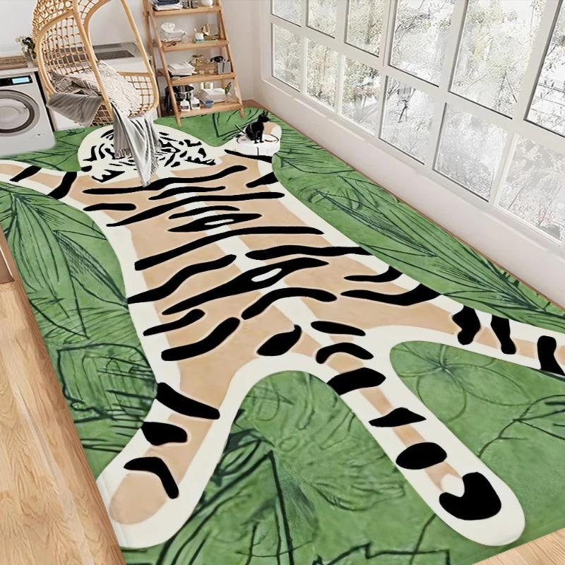 Niedliche Cartoon Tiger Druck Fußmatte - Nordischer Stil Heimtürmatte für Badezimmer Toilette Schlafzimmer Hoteldekor mit verspieltem Design