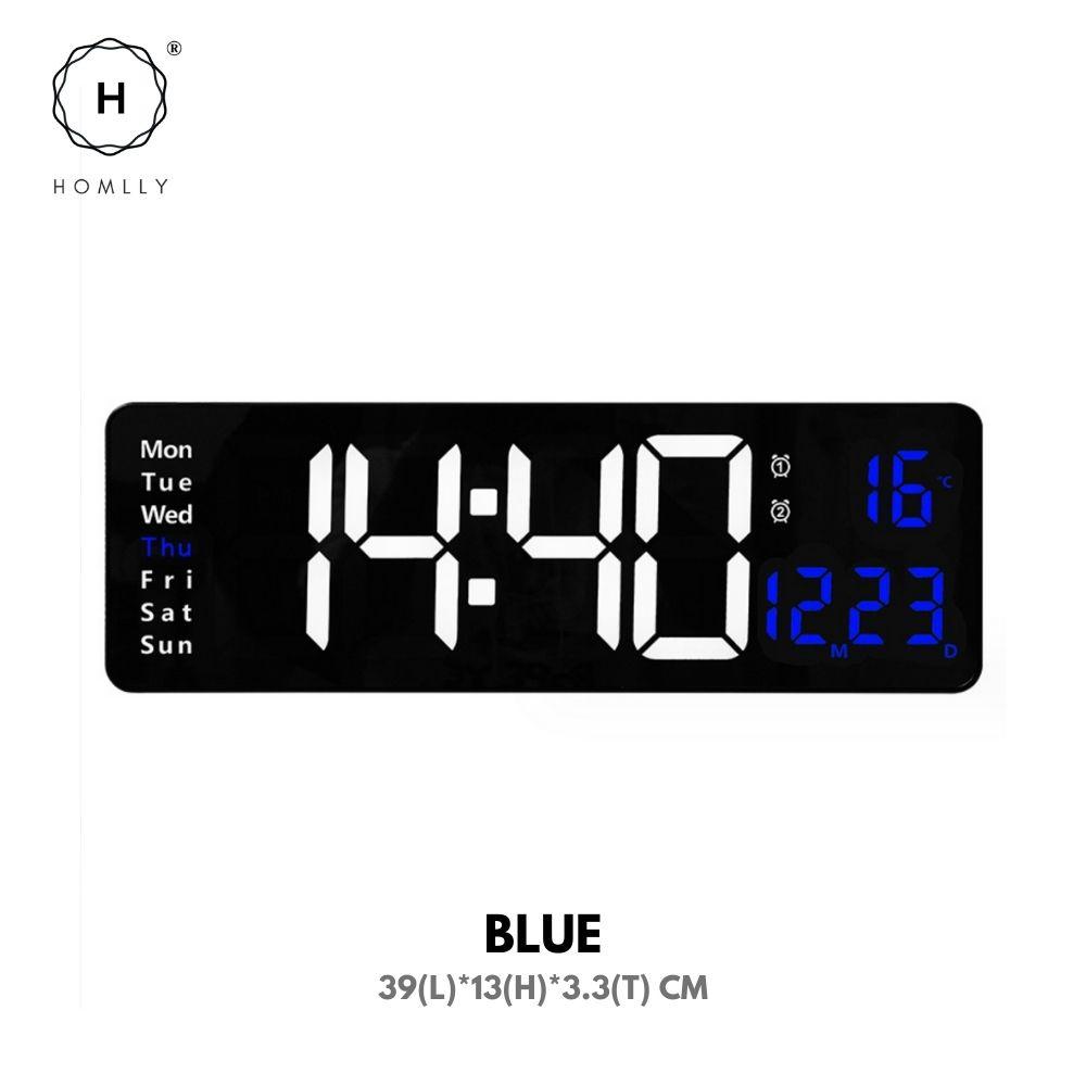 Homlly Large LED Digital Alarm Wall Clock with Timer Temperature Date Remote Controller (39 x 13cm)